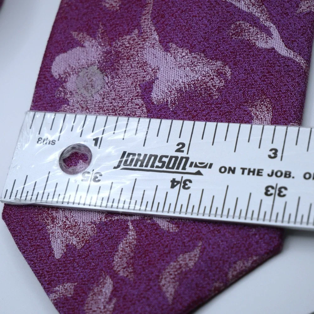 Michael Kors Mens Purple Floral Silk Linen Blend Necktie Dress Tie - Picture 6 of 6